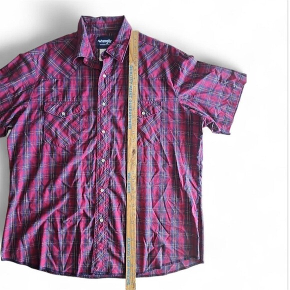 Vintage Wrangler Pearl Snap Western Shirt XL Red Plaid Cowboy Rodeo Rockabilly - Picture 12 of 13